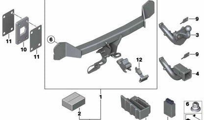 Módulo original para instalación de remolque OEM 82712349502 para BMW X3 F25, X4 F26, X5 F15/F85, X6 F16/F86. Compatible con versión americana (US). Original BMW.
