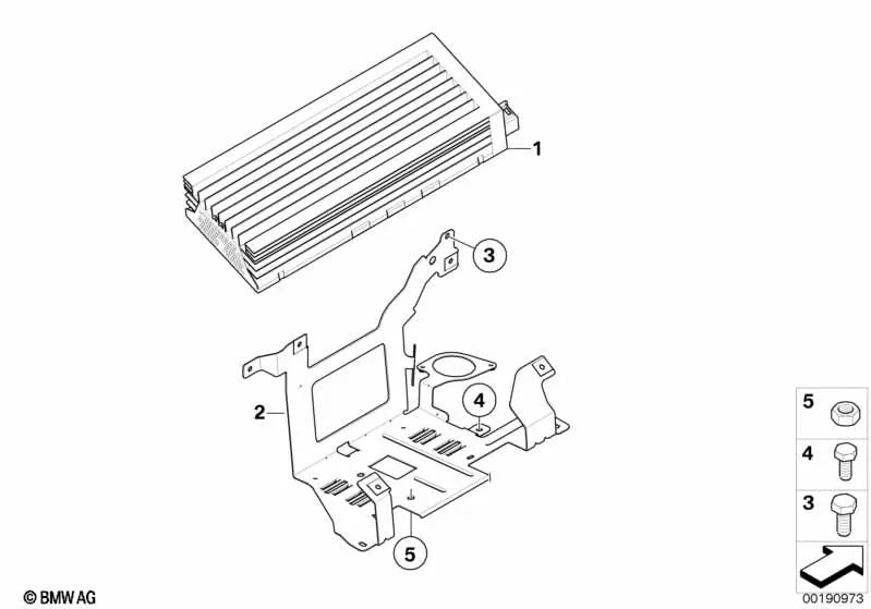 Individueller Audiosystemverstärker für BMW 3 E90 -Serie, E91, E92, E93; 5 E60 -Serie, E61; Serie 6 E63, E64 (OEM 65128054808). Original BMW