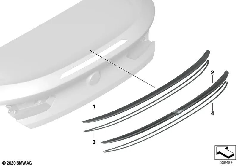 Rear spoiler adhesive tape for BMW F93 (OEM 51628080099). Original BMW