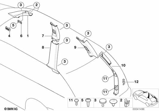 Rear left column trim for BMW X5 E53 (OEM 51437056365). Original BMW