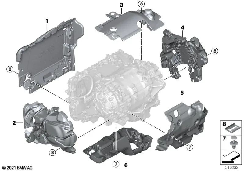 Lower acoustic capsule for BMW 5 Series G60, 7 Series G70, i I20 (OEM 17739468734). Genuine BMW.