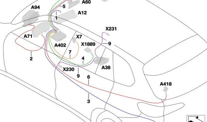 Cabo de sinal OEM HU-CID 61118714701 para BMW G05, G18, F95, G06, F96, G07. BMW original