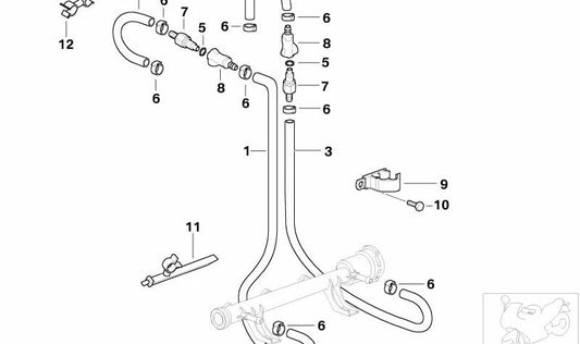 Tubo de retorno de combustible OEM 13317687269 para motos BMW K1200LT (K589). Original BMW Motorrad.