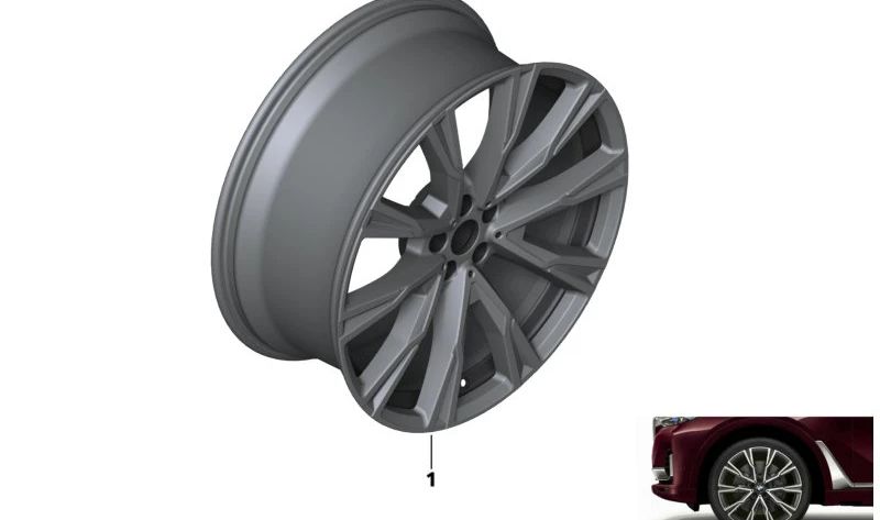 Llantas de aleación 22" Orbitgrau 9,5Jx22 ET32 OEM 36105A1F502 para BMW X7 G07. Llantas originales BMW, diseño deportivo y elegante, compatibles exclusivamente con este modelo.