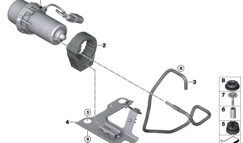 Soporte de bomba de vacío OEM 34336860882 para BMW G30, G31, G38, G11, G12. Original BMW.