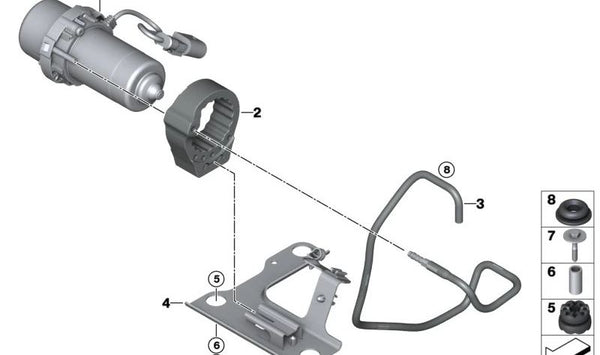 Soporte de bomba de vacío OEM 34336860882 para BMW G30, G31, G38, G11, G12. Original BMW.