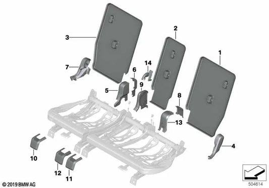 Copertina di backup interno destra per BMW 2 F45, F45N, X1 F48, F48N, F49, F49N, X2 F39 (OEM 52207430606). BMW originale