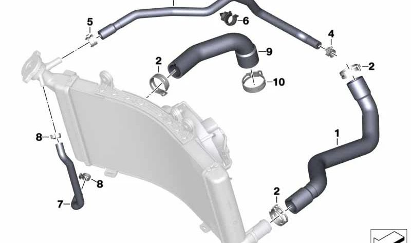 Mangueira de refrigeração avançada OEM 17128404411 para BMW Motorrad F 900 R, F 900 XR, F 900 GS... e muito mais. Originais BMW Motorrad.