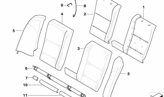 Suporte Tecido da face esquerda 52207065861 Para BMW E60 {520d, 520i, 523i} (todos os motores e transmissões). BMW original de cor antracite.