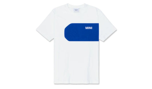 Camiseta Car Face Detail blanca/blazing blue talla S OEM 80145B32027 para MINI. Original MINI.