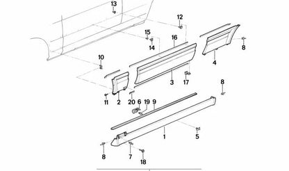 Clip de sujeción OEM 51111976050 para BMW E30. Compatible con molduras M Technic de taloneras y pasos de rueda. Repuesto original BMW.