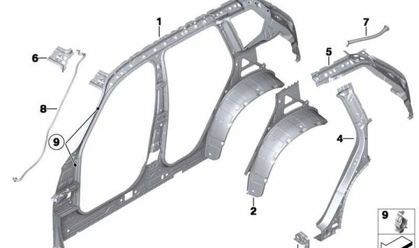 Marco interior lateral derecho OEM 41007330328 para BMW X3 F25 (xDrive28i, sDrive18d, sDrive20i). Compatible con modelos de 2012 a 2017. Repuesto original BMW.