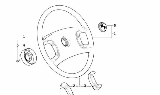 Volante OEM 32331159225 para BMW E36 {316g, 316i, 318i, CA11, CA12, CA21, CA22, CA38, CA48, CA71, CA72, CA81}. Diámetro 385mm. Original BMW.