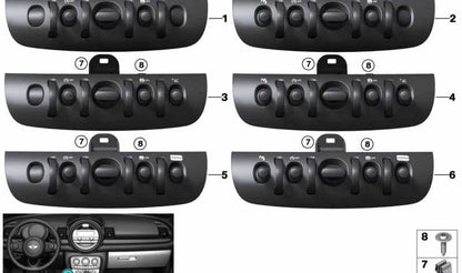 Módulo interruptores consola central OEM 61319319015 para MINI F54, F55, F56, F57, F60. Original MINI.