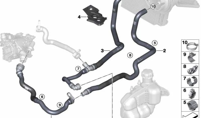 Soporte de manguera OEM 64219260689 para BMW F40, F44, F45, F45N, F46, F46N, F48, F48N, F49, F49N y MINI F54, F54N, F55, F55N, F56, F56N, F57, F57N, F60, F60N. Original BMW y MINI.