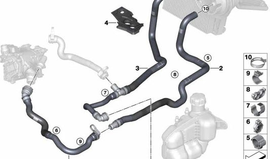 Soporte de manguera OEM 64219260689 para BMW F40, F44, F45, F45N, F46, F46N, F48, F48N, F49, F49N y MINI F54, F54N, F55, F55N, F56, F56N, F57, F57N, F60, F60N. Original BMW y MINI.