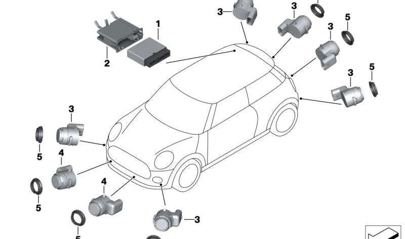 Sensor de ultrasonidos PDC gris Vigorous OEM 66209890358 para MINI F56 Cooper SE 3 puertas... y más. Original MINI