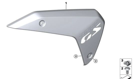 Embellecedor del radiador izquierdo OEM 46631683103 para BMW R 1300 GS. Original BMW Motorrad.
