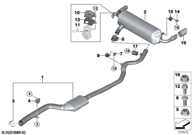 BMW Vibration Shocking Series 1 F20N, F21N Serie 2 F23N Serie 3 G21, X3 G01, G01N (OEM 18308650853). Original BMW.