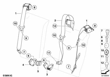 Rear left lower belt for BMW E83, E83N (OEM 72113448369). Original BMW