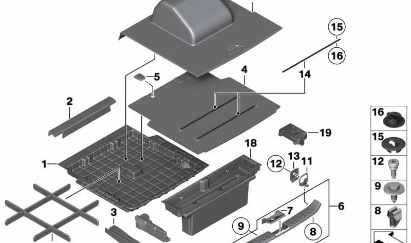 Boot floor for BMW E84 (OEM 51472991186). Original BMW.