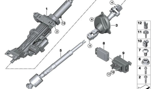 Módulo de ajuste eléctrico de columna de dirección OEM 32305A81930 para BMW Serie 7 G70, i7 I20. Recambio original BMW.