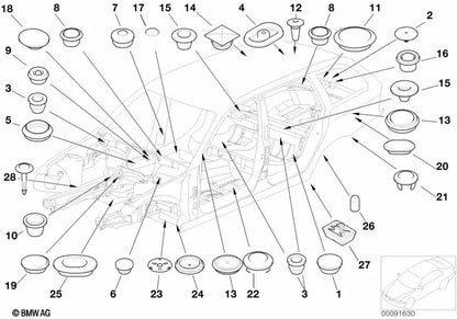 Cap di chiusura per BMW E81, E82, E87N, F20, F21, F52 Serie 1; F22, F23, F87, G42 Serie 2; E36, E46, E90, E91, E92, E93, F30, F31, F34, F35, F80, F80N, G20, G21, G28, G80, G81 Serie 3; F32, F33, F36, F82, F83, G22, G23, G26, G82, G83 Serie 4; E60, E61, f