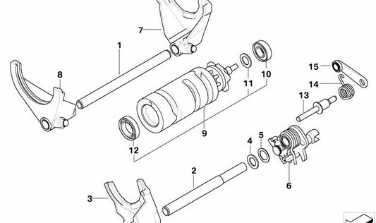 Horquilla del cambio 4ª/6ª marcha OEM 23227693790 para BMW Motorrad R1200GS, R1200RT, R1200R... y más. Original BMW Motorrad.