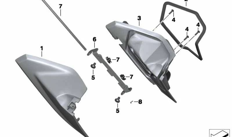Modanatura portaoggetti sinistra OEM 46637724905 per BMW Motorrad C600 Sport, C650 Sport. BMW Motorrad originale.