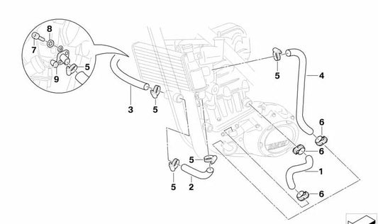 Abrazadera para tubo flexible de radiador/sensor de temperatura OEM 11517657461 para motos BMW G 650 GS R13 (2008-2010). Original BMW Motorrad.