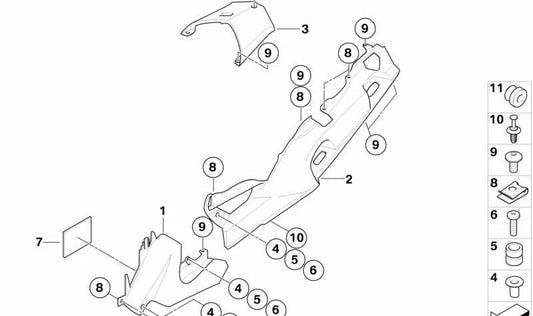 Revestimiento trasero OEM 46637685010 para BMW Motorrad K1200GT, K1300GT. Original BMW Motorrad.