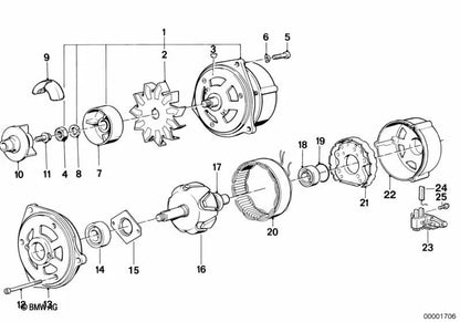 Deep groove ball bearing for BMW E30, E28, E24, E23 (OEM 12311714521). Original BMW.