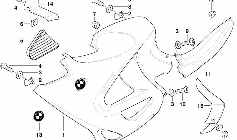 Tuerca de muelle OEM 46632325875 para carenado lateral de motos BMW K1200GT, K1200RS, K1200LT. Original BMW Motorrad.