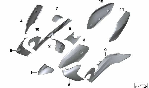 Cubierta central del manillar OEM 46638529652 para BMW Motorrad C 650 GT (CK19). Compatible con modelos fabricados entre 01/12/2011 y 31/08/2015. Original BMW Motorrad.
