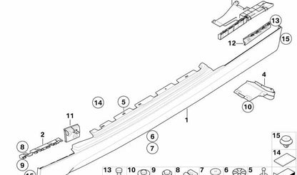 Soporte lateral derecho OEM 51777118160 para BMW E81, E82, E87, E88. Compatible con versiones 116d, 116i (N43, N45, N47). Pieza original BMW.