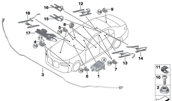 Sensor de Protección de Peatones PTS para BMW G70 (OEM 65765A40DD7). Original BMW