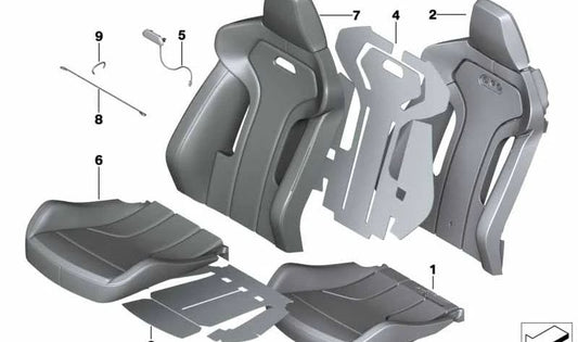 Fonds de sauvegarde des sièges à droite pour les places sportives pour la série BMW 3 F80N, 4 F82, F82N (OEM 52108069548). BMW d'origine
