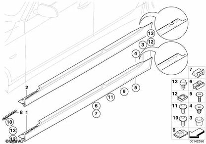 Rechts -gepresstes Zócalo -Cover für die BMW 5 E60 -Serie, E60N, E61, E61N (OEM 51777907178). Original BMW