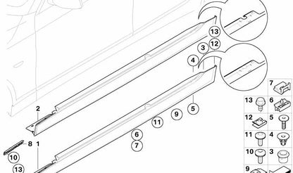 Cobertor de talonera (lado izquierdo) OEM 51777907177 para BMW E60, E61. Original BMW.