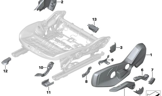 Alça de ajuste longitudinal do assento esquerda para BMW Série 1 F70, Série 2 U06, X1 U11, U12, X2 U10, MINI F65, F66, U25 (OEM 52105A44AD3). BMW original
