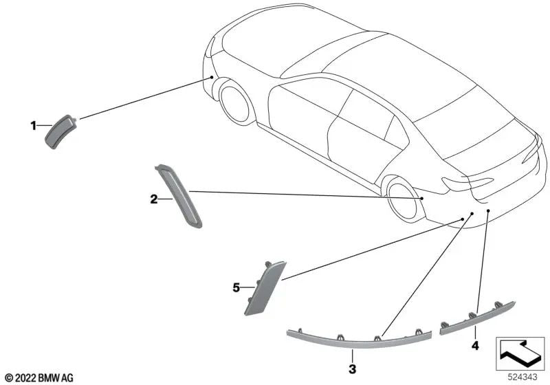 Reflector trasero derecho OEM 63145A097B2 para BMW Serie 7 G70. Original BMW.