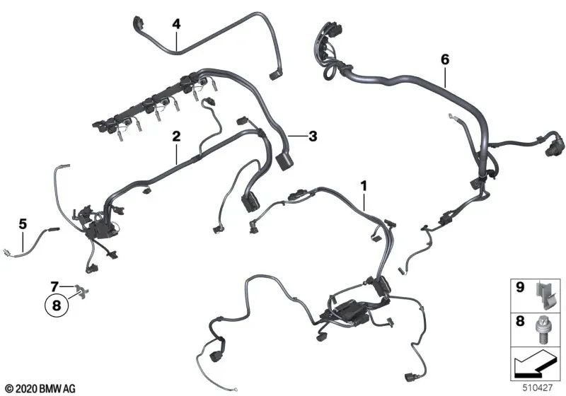 Sensorisches Motorkabelgurtmodul 2 für BMW E82, E88, E90N, E91N, E92N, E93N, F07, F18, F06, F12, F13, F01N, F02N, E84 (OEM 12517631761). Original BMW.