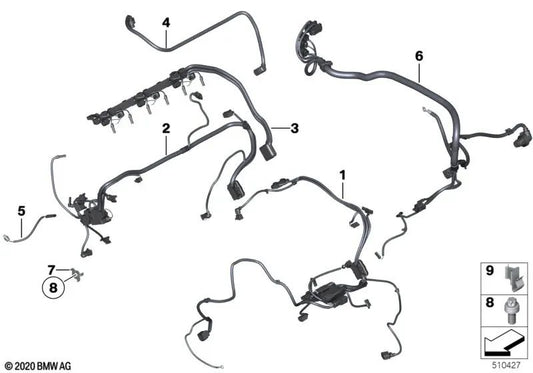 Sensorisches Motorkabelgurtmodul 2 für BMW E82, E88, E90N, E91N, E92N, E93N, F07, F18, F06, F12, F13, F01N, F02N, E84 (OEM 12517631761). Original BMW.