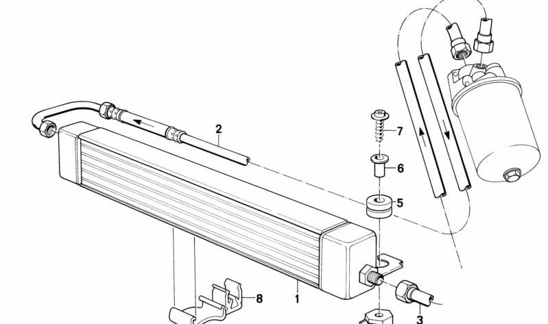 Tubo de retorno del sistema de refrigeración OEM 17211719348 para BMW E24. Original BMW.
