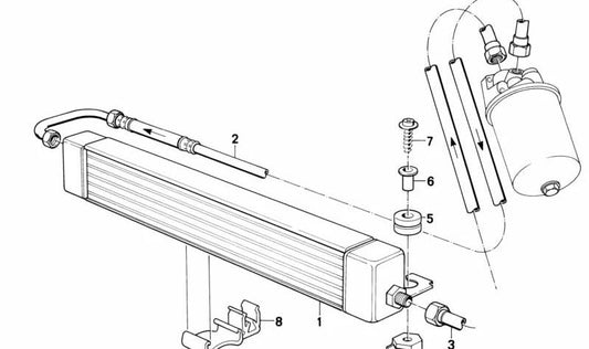 Tubo de retorno del sistema de refrigeración OEM 17211719348 para BMW E24. Original BMW.