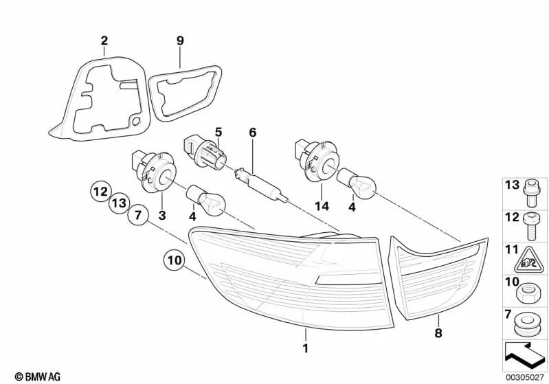 Piloto trasero de lateral izquierdo para BMW X6 E71, E72 (OEM 63217179985). Original BMW.