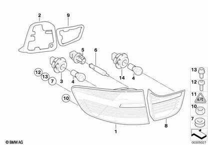 Piloto trasero de lateral izquierdo para BMW X6 E71, E72 (OEM 63217179985). Original BMW.