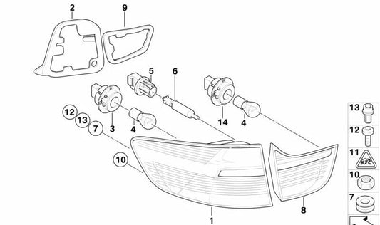 Junta de piloto trasero izquierdo OEM 63217153719 para BMW X6 E71, E72. Original BMW.