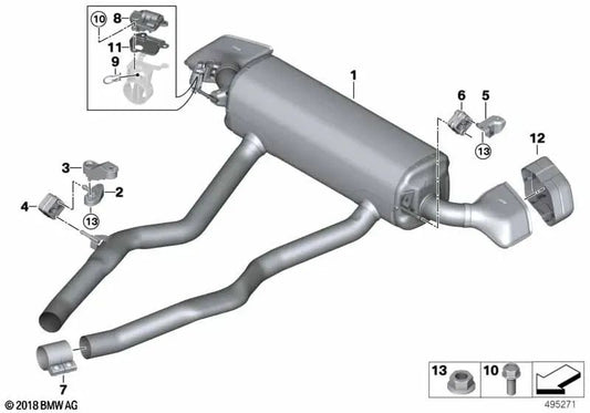 Exhaust silencer with valve for BMW G29 (OEM 18307934418). Original BMW.