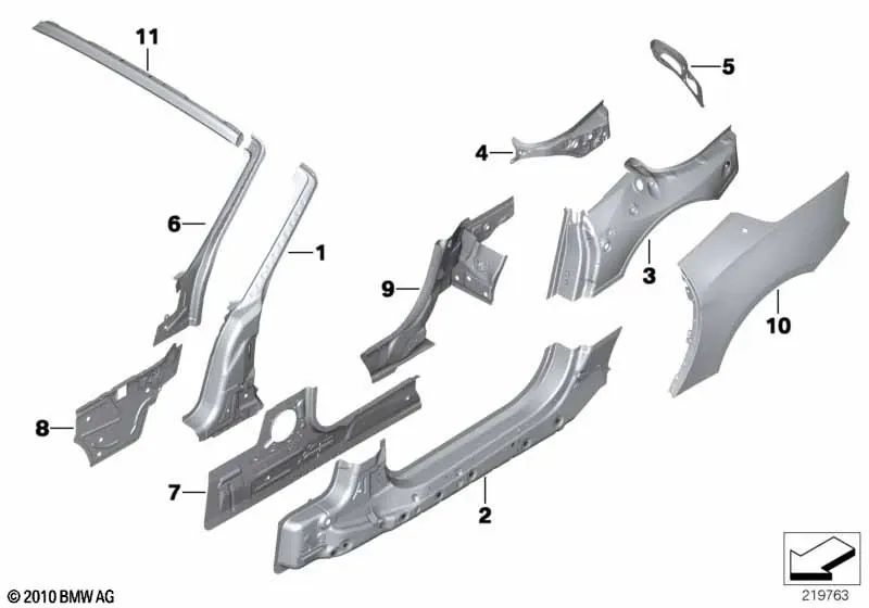 Placa da soleira externa direita para BMW Z4 E89 (OEM 41007224940). BMW original